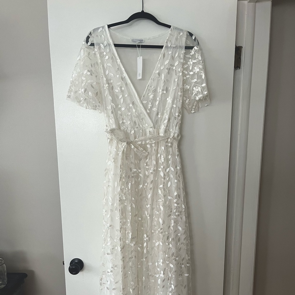 White Baltic Born Marseille Embossed Maxi Dress - Size Large - Never worn!